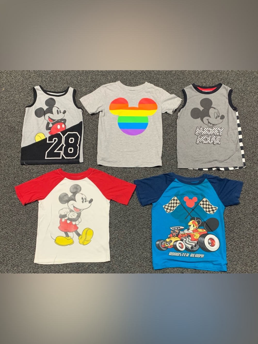 Bundle of boys 5T Mickey Mouse tank tops and shirts